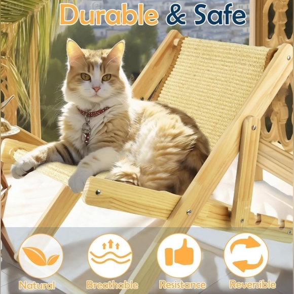 AccEncyc Cat Chair- No Assembly Cat Sisal Chair Elevated Cat Hammock Bed Adjusta - Picture 3 of 12